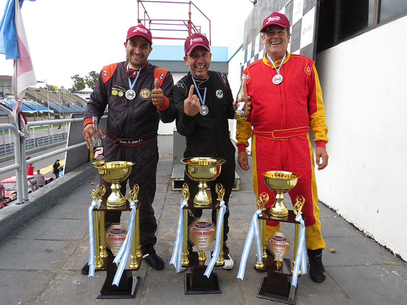 El podio de la 2° fecha: 1° Ramos, 2° Lucero y 3° Crundall.